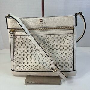 Kate Spade Cream Perri Lane Reidy Bubbles Leather Crossbody w/Black Trim